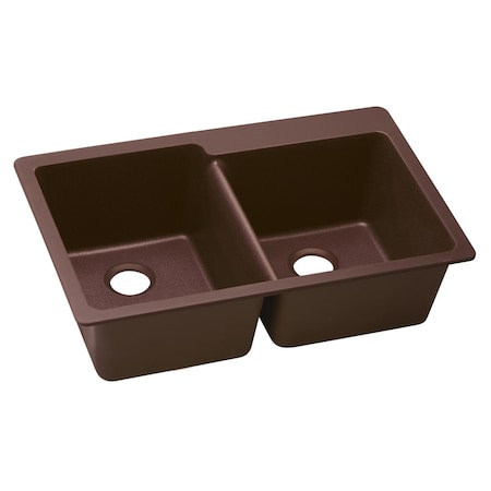 Quartz Classic 33 X 22 X 9-1/2 Offset Double Bowl Top Mount Sink Pecan